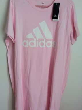 adidas Light Pink Tee with White Logo